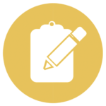 gold icon with clipboard and pencil