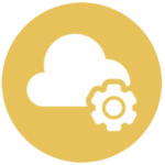 gold icon with cloud and gear