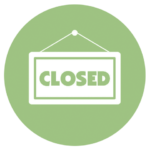 green icon with closed sign