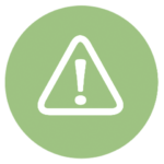green icon with exclamation point inside triangle