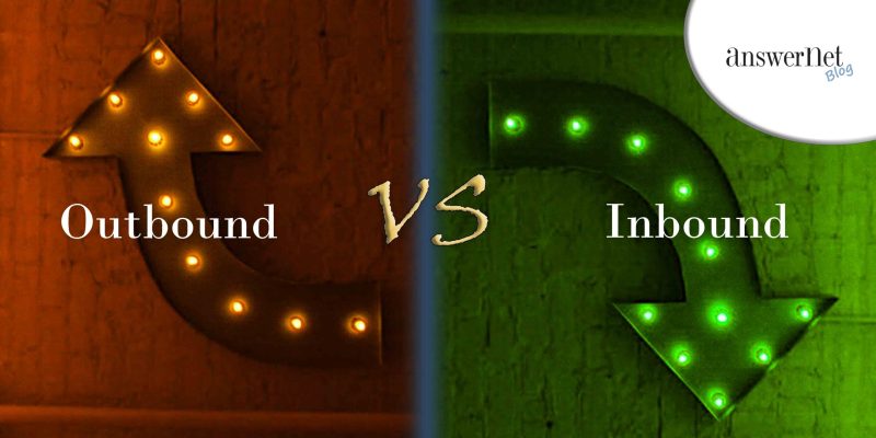inbound and outbound call center services - up and down arrow with vs symbol